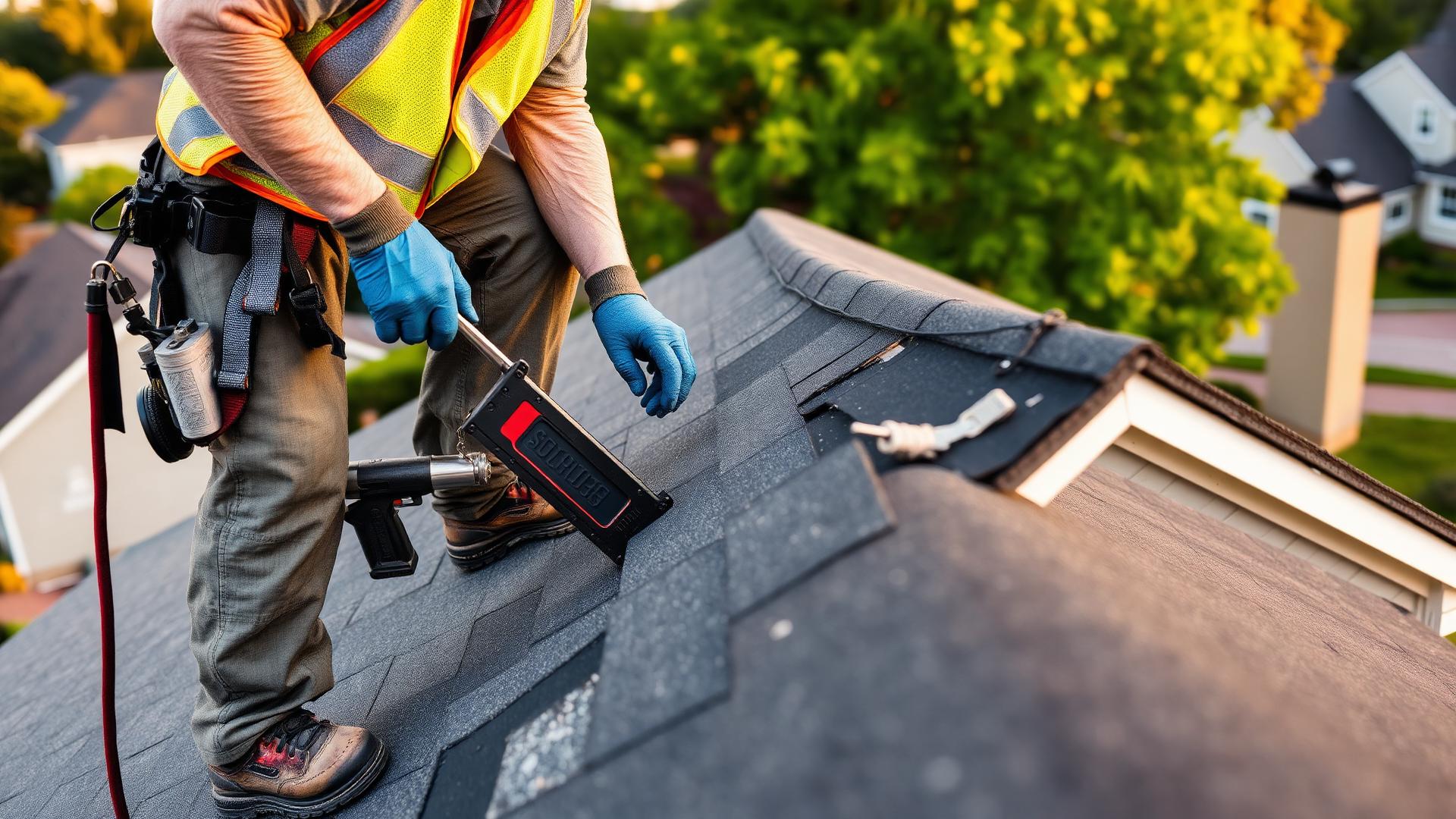 Cedar shake roof being repaired on a Takoma Park, MD home